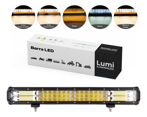 Barra Led 252w Strobo Safetycar Branca Amarelo Farol Luz Lumi