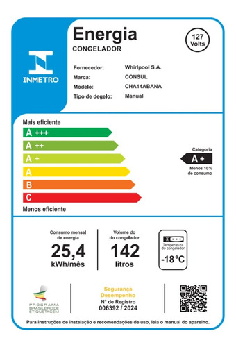 Freezer Horizontal Consul 142 Litros Cha14ab - Branco