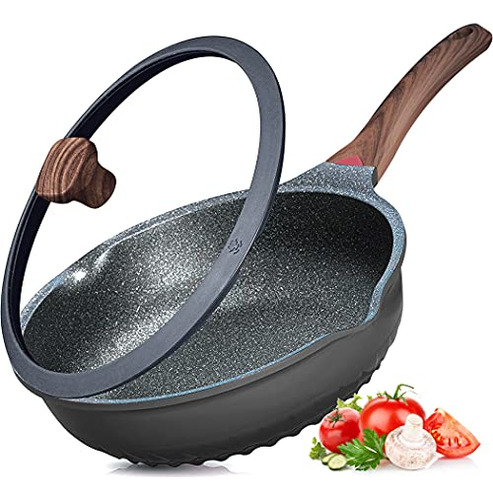 Sarten Antiadherente Profunda Con Tapa De Color Negro Black