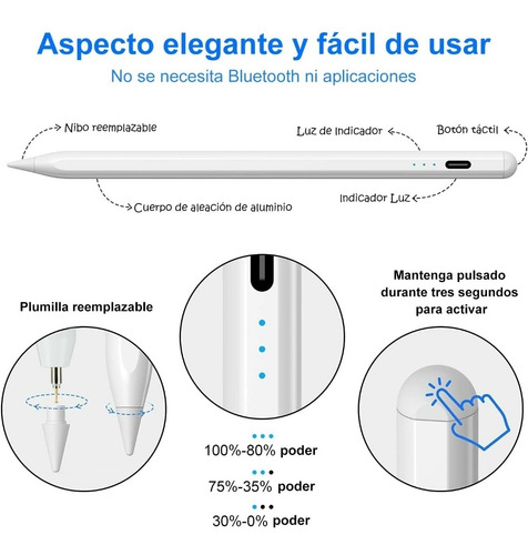 Stylus Para Ipad Con Sensor Magnético Y De Inclinación