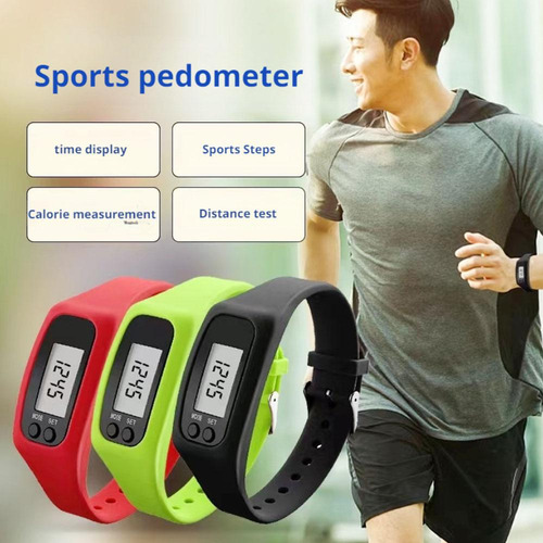 Podómetro Electrónico De Silicona Para Reloj De Pulsera Lcd