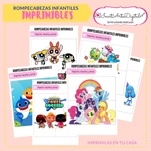 Rompecabezas Infantiles Imprimibles. Set De 10 Fichas!