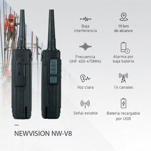 Kit X 4 Handy Radio Walkie Talkie Newvision Uhf 16 Canales