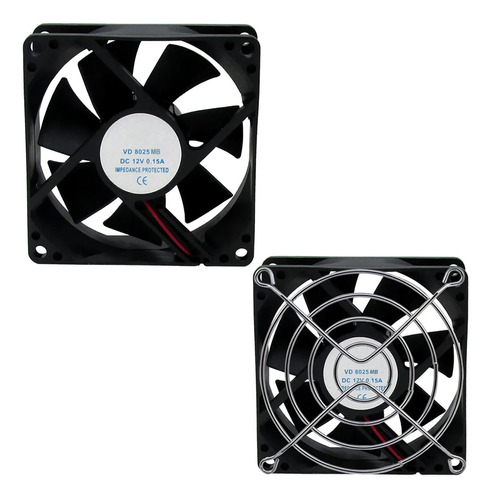 Ventilador Cooler Ventoinha Com Grade 80x80x25 12v