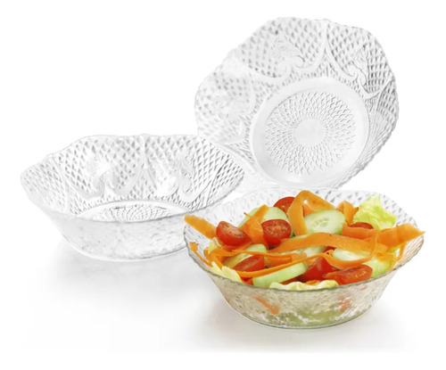 Juego De 6 Tazones Vidrio Estilo Diamante Elegante Transparente