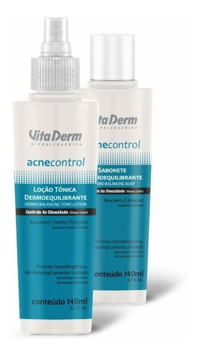 Kit 2 Produtos Acne Controle De Oleosidade Vita Derm