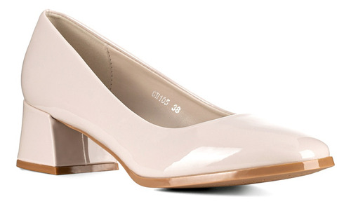 Zapato Tacones Formal Charol Taco Grueso Oficina Mujer Weide