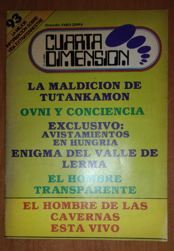 Revista Cuarta Dimensión N°93 Maldición De Tutankamóm 1981