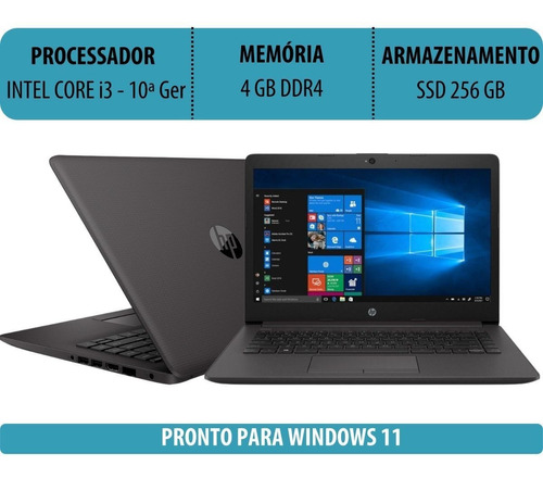 Notebook Core I3  Hp 14'' 4gb 256ssd W10 H 246 G7 Computador