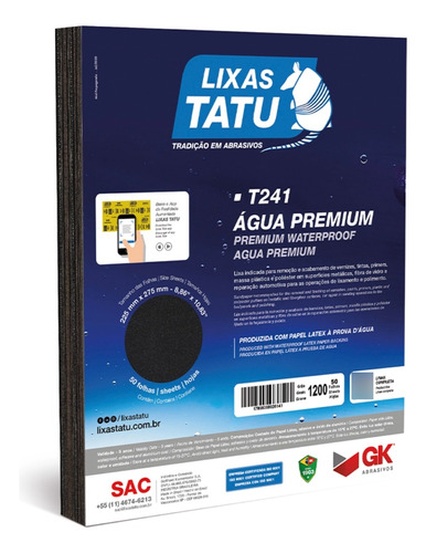Lixa D'agua Premium T241 Grão 1200 Tatu 5 Unidades Quantidade de cascalhos 12