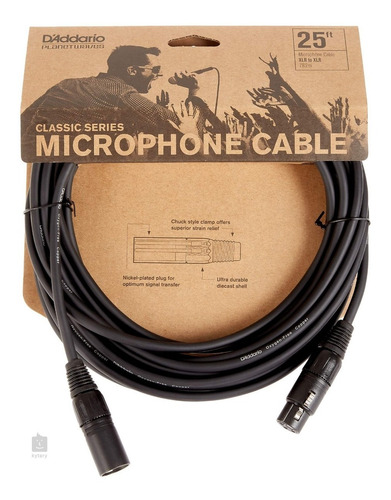 Cable D Micrófono Daddario Planet Wave Pw-cmic-25 Classic 9m