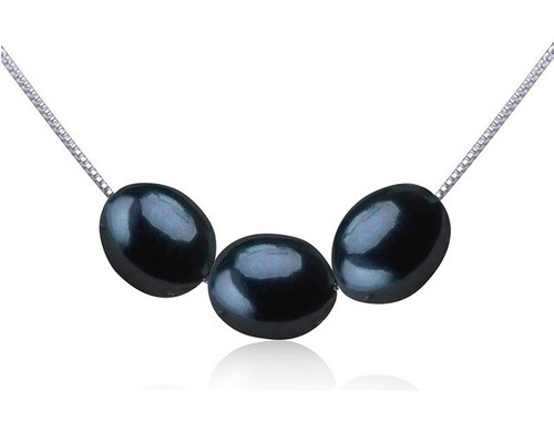 Hengsheng-collar De Perlas Naturales Negras Para M Negro