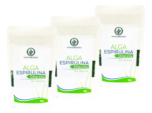 Alga Espirulina+chlorella En Polvo 100 G 3 Pack