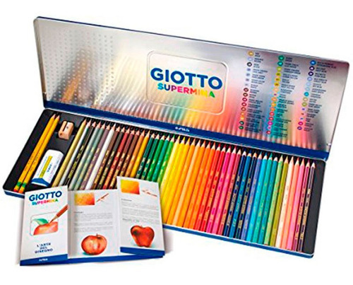 Imagen 2 de 5 de Supermina Giotto 50 Col. Set De Lápices, Caja Metálica