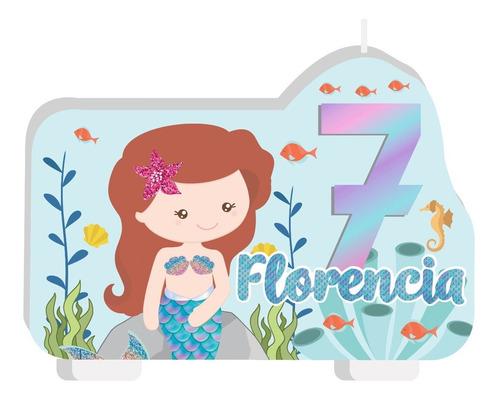 Vela Cumpleaños Personalizada Sirenas Sirena  Niñas