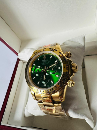 Bonito Reloj Rolex De Caballero Dorado Dorado Verde (Usado)