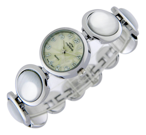 Reloj Montreal Mujer Ml893 Metálico Cuadrante Nacarado Color de la malla Plateado con gris Color del bisel Plateado