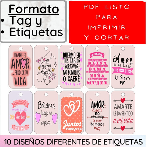 Imagen 1 de 4 de Kit Imprimible A Color Pdf2 San Valentín Tarjetas Etiquetas