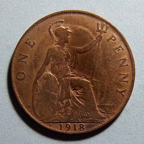Gran Bretaña 1 Penny 1918 H Bueno Km 810