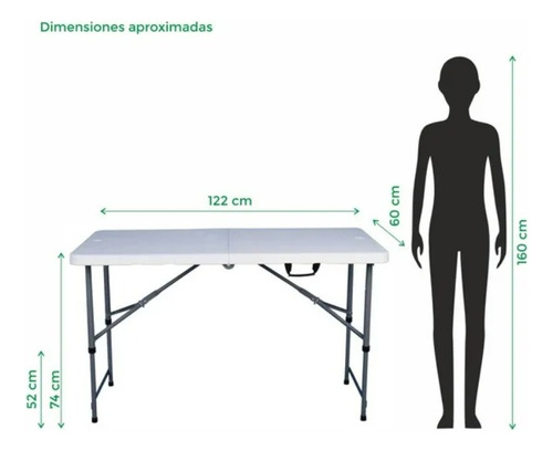 Mesa Plegable Tipo Portafolio 2 Niveles Mc 1.22m De Largo