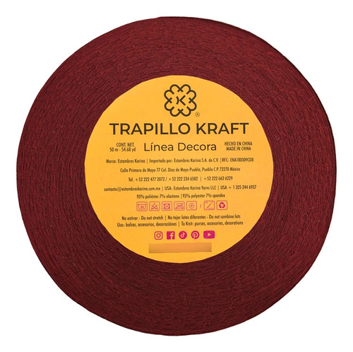 Trapillo Poliester Paq De 5 Rollos De 50 Mts C/u E. Erika 162 Guinda