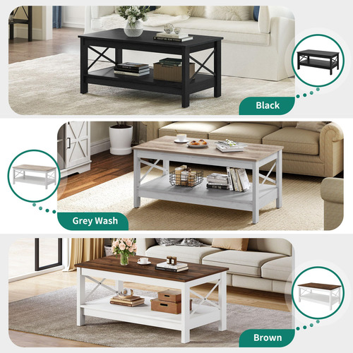 Mesa Auxiliar Moderna De 2 Niveles Con Almacenamiento Madera