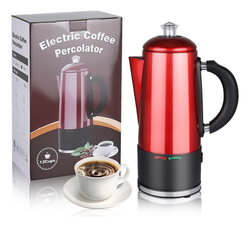 Werkweit Percolador De Café Eléctrico De 12 Tazas De Acer. Color Rojo