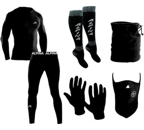 Kit Super Termico Alpina Friza Guantes Mascara Cuello Medias