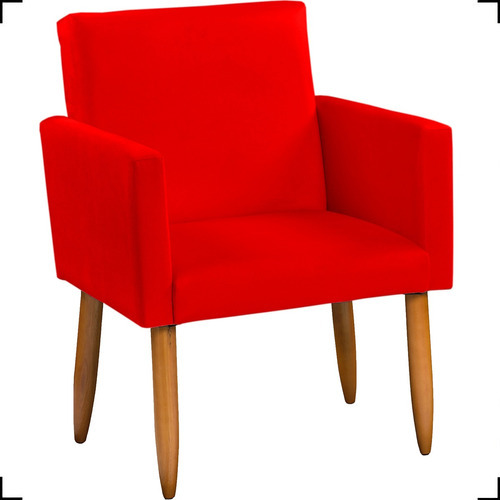 Kit 2 Poltronas Decorativas Nina Pé Palito Cores Cor Vermelho Desenho Do Tecido Suede Liso