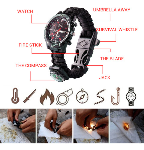 Reloj De Supervivencia Al Aire Libre, Pulsera Multifuncional