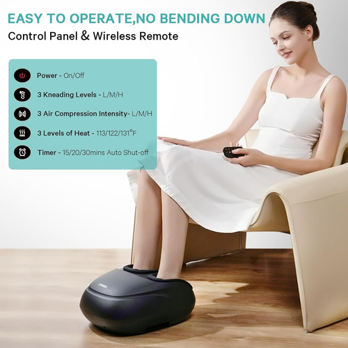 Máquina Massageadora De Pés Com Calor, Shiatsu Deep Kneading