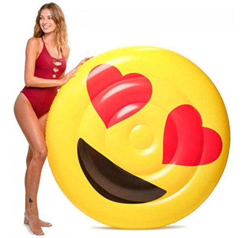 Colchoneta Inflable Emoji Cara 1,50m Pileta Verano Smile