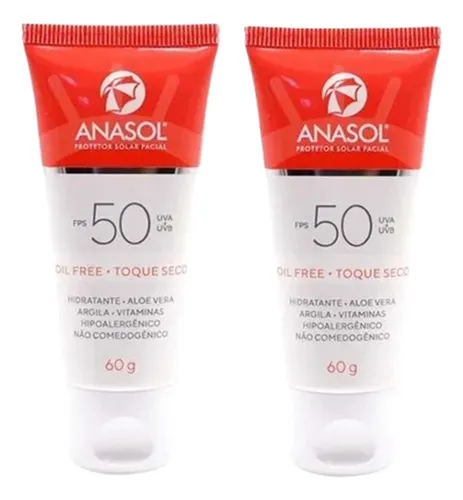comprar Kit 2 Protetor Solar Facial Anasol Fps 50 Oil Free 60g -
