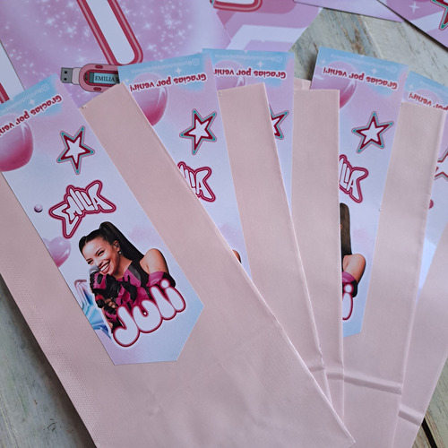Bolsitas De Papel C Etiqueta Personalizada Emilia Mernes X10 Rosa Claro Emilia Mernes