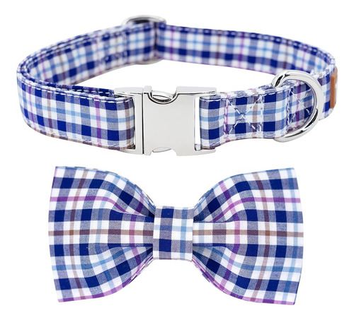 Collar De Perro Tunkoo Con Pajarita Elegante A Cuadros Suave