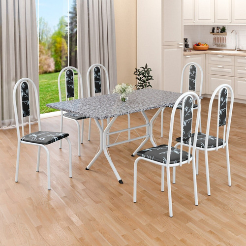 Mesa De Jantar Retangular 140x75cm Tampo Granito Ocre Hjwt
