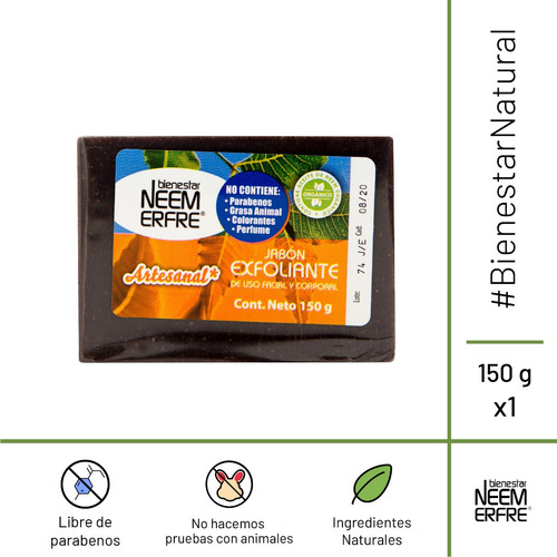 Jabón Artesanal Exfoliante De Corteza De Neem