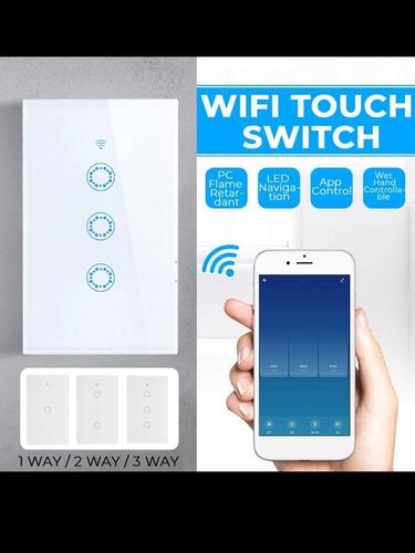 Imagen 1 de 12 de Interruptor Táctil Inteligente Wifi Smart Switch Alexa