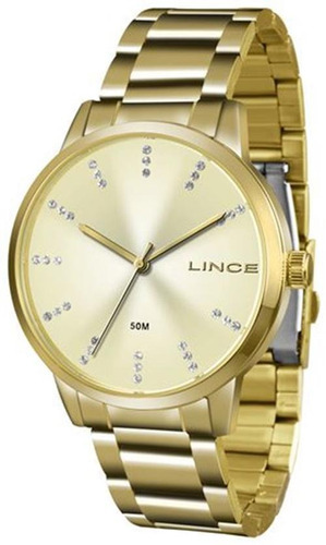 Relógio Feminino Lince Dourado Cristais Lrg4445lc1kx