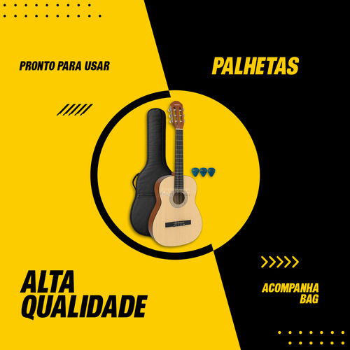 Kit Violão Clássico Vogga Vca100 Acústico Natural C/ Capa