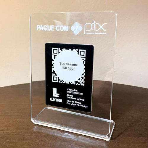 Imagem 2 de 3 de Placa Pix Para Pagamento Qrcode Em Acrílico Face Preta
