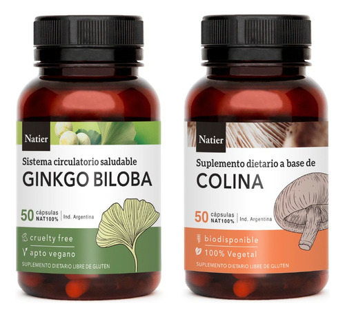 Plan Memoria Natier Ginkgo Biloba- Colina 50 Capsulas C/u