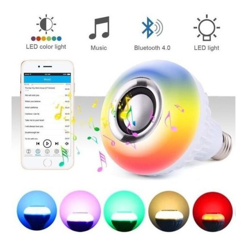 Imagen 3 de 6 de Parlante Lampara Led Rgb 220v Bluetooth Foco