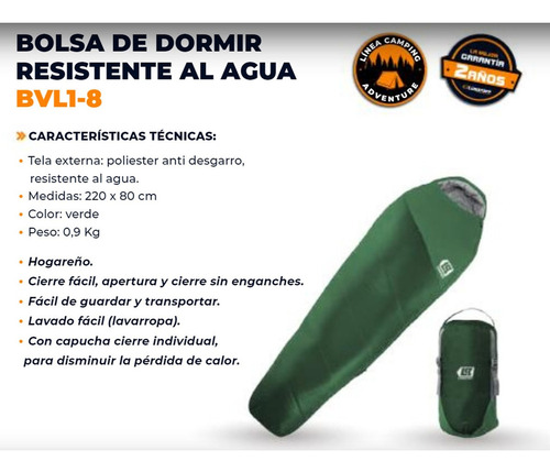 Bolsa De Dormir Termica Camping Impermeable Lusqtoff