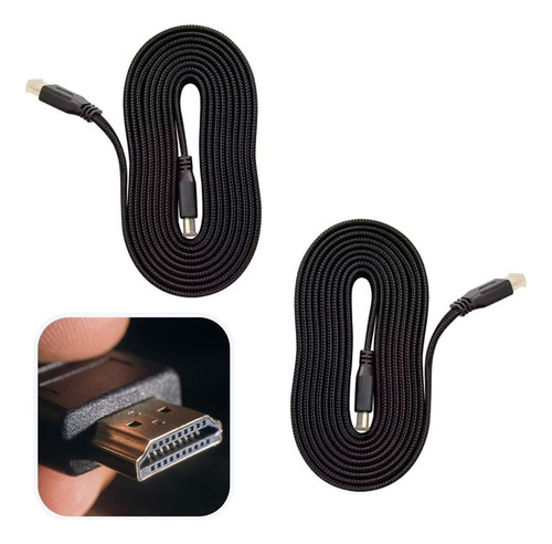 2 Cabo Hdmi 2m Ligar Conecta Notebook Pc Tv Monitor Projetor