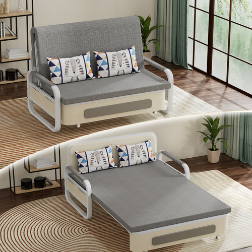 Sofá Cama Matrimonial Cozy Plegable Color Gris Diseño De La Tela Big Freshness