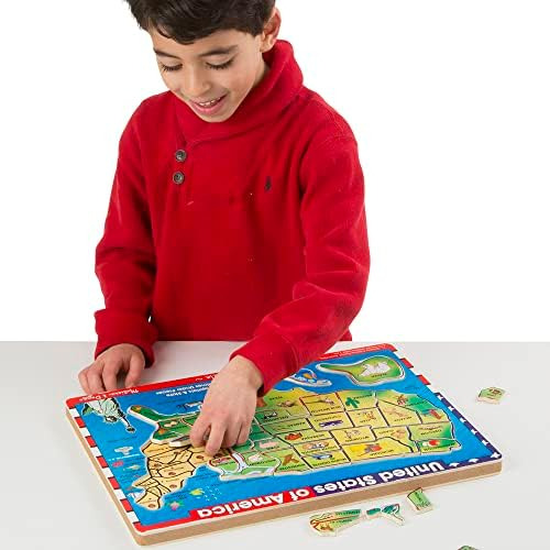 Melissa & Doug Usa Map Sound Puzzle Rompecabezas De Madera Y