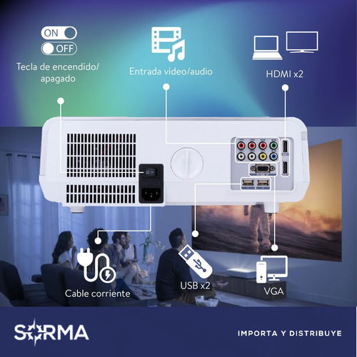 Imagen 5 de 10 de Proyector Portable Wifi Hdmi 3000 Lumens Hd 1080