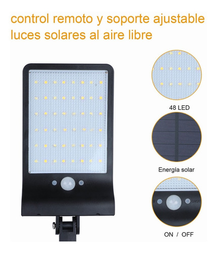 48 Led Lámpara Solar De Pared Impermeable Al Aire Libre