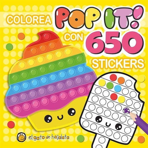 Pinto Pop It Con 650 Stickers - Cupcake - Gato De Hojalata